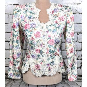 Vintage Floral Chintz Brocade Coastal Grandma English Garden Cottage Jacket 4P
